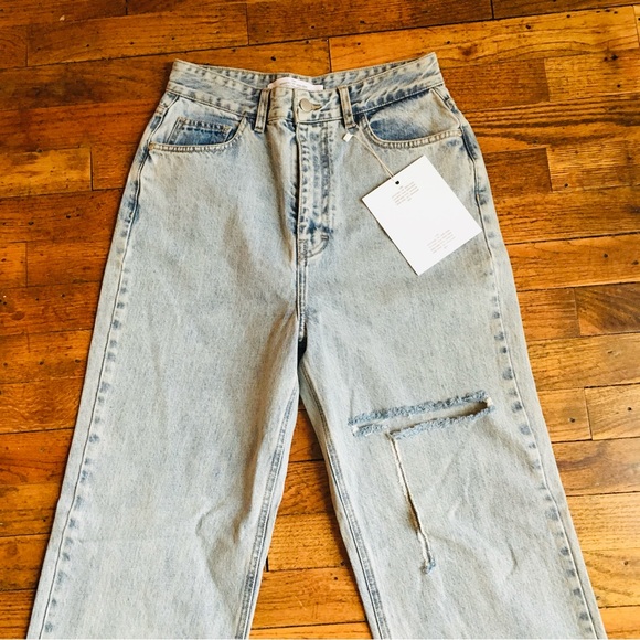 ROKH Blue Distressed Jeans Women’s Size 36 US 4 Regular - Picture 5 of 15